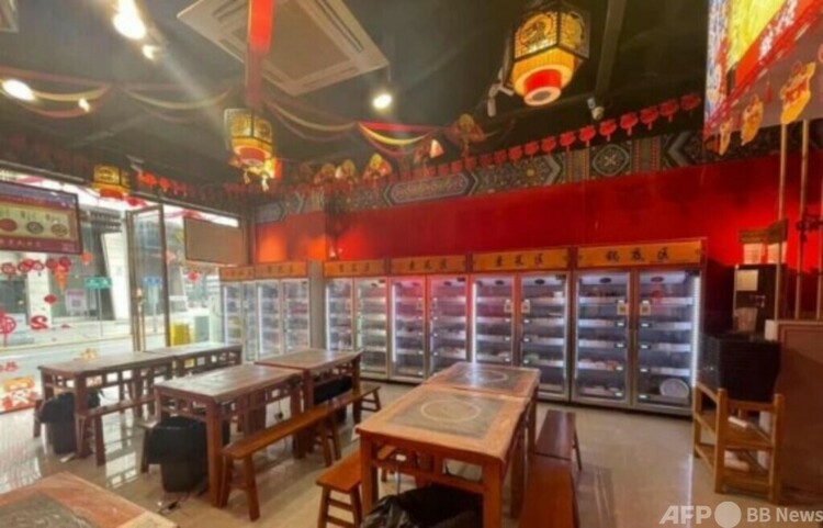 「無人火鍋店」の店内の様子（2022年2月16日撮影）。(c)CNS:楊予頔