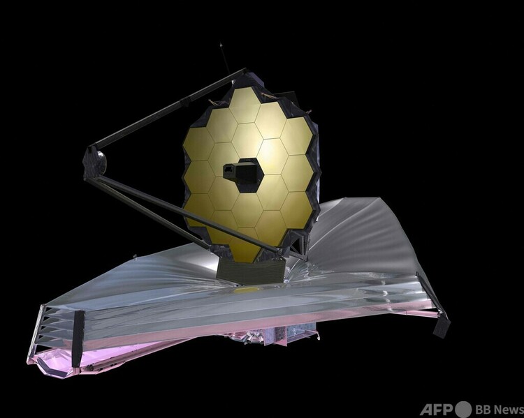 ジェームズ・ウェッブ宇宙望遠鏡のイメージ図（2009年11月25日提供）。(c)AFP:HO:NASA