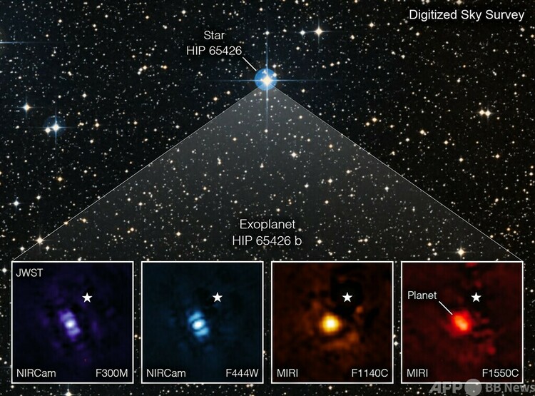 ジェームズ・ウェッブ宇宙望遠鏡が捉えた系外惑星「HIP 65426 b」（2022年9月2日提供）。(c)AFP PHOTO : NASA:ESA:CSA, A Carter (UCSC), the ERS 1386 team, and A. Pagan (STScI)