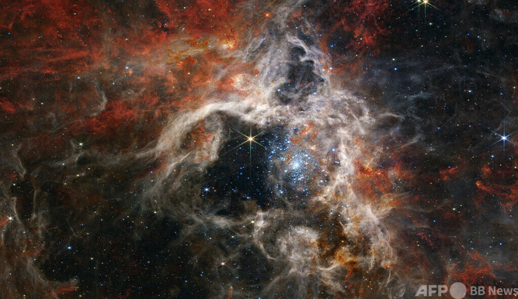 ジェームズ・ウェッブ宇宙望遠鏡が撮影した星形成領域「かじき座30」、別名「タランチュラ星雲」。NASA公開（2022年9月6日公開）。(c)AFP PHOTO : NASA