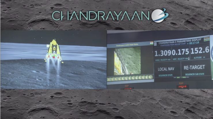 月着陸寸前の管制室画面（画像は全てISROの動画からキャプチャ）