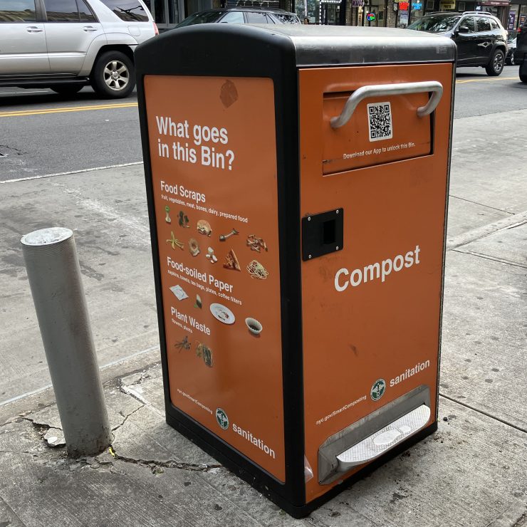 NY市内に設置された有機廃棄物専用のごみ箱