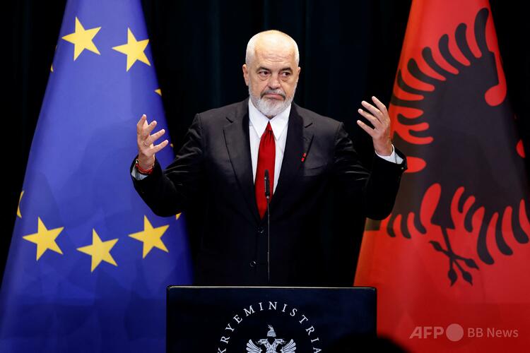 アルバニアのエディ・ラマ首相（2025年5月17日撮影）。(c)Ludovic MARIN:AFP