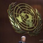 国連（UN）のアントニオ・グテレス事務総長。スイス・ジュネーブで（2025年10月22日撮影）。（c）Fabrice COFFRINI:AFP