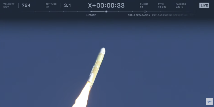 打ち上げ33秒後のH3ロケット8号機