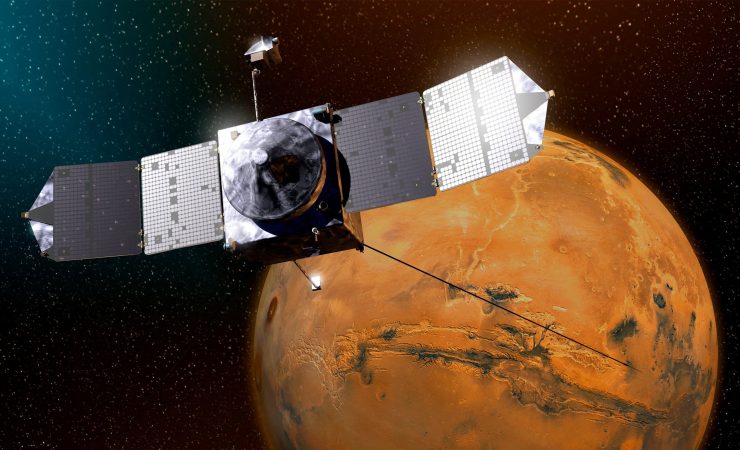 写真は火星を周回するメイブンのイメージ画像。NASA/Goddard/University of Colorado/Laboratory for Atmospheric and Space Physics提供写真