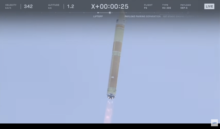 飛行するH3ロケット(LIVE中継より)