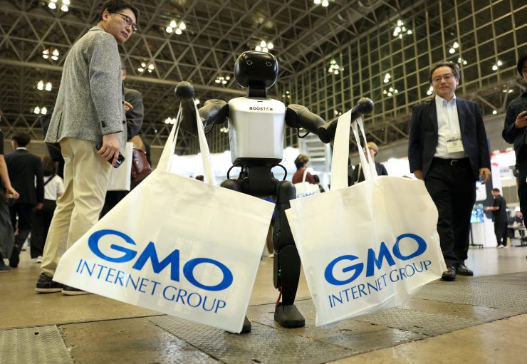 「ジャパン・ドローン・エキスポ2026」のGMOインターネットグループのブース。6月5日、千葉で撮影。REUTERS/Issei Kato