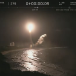 打ち上げ直後のH3ロケット（JAXAライブより画面キャプチャー）