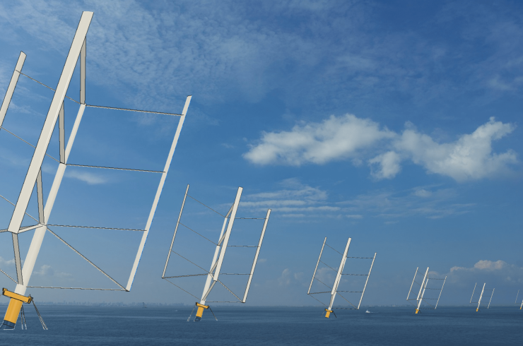 「浮遊軸型風車」によるウインドファーム（風力発電所） イメージ（アルバトロス・テクノロジー提供）