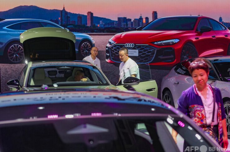 中国・南京の国際博覧センターで開催された「2025南京国際モーターショー」。電動化と知能化をテーマに最新の自動車技術が披露された=2025年10月2日撮影・資料写真(c)CNS:泱波