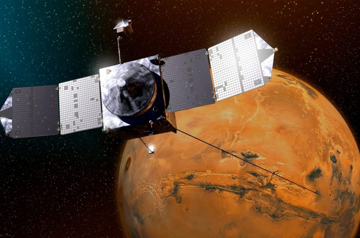 写真は火星を周回するメイブンのイメージ画像。NASA/Goddard/University of Colorado/Laboratory for Atmospheric and Space Physics提供写真