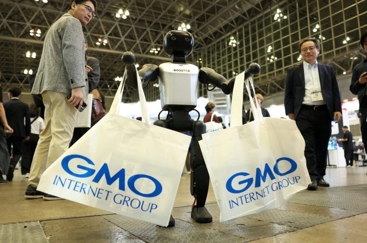 「ジャパン・ドローン・エキスポ２０２６」のＧＭＯインターネットグループのブース。６月５日、千葉で撮影。REUTERS/Issei Kato