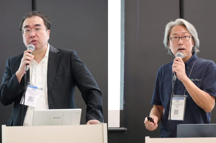 「第16回農業WEEK」の出展社協賛セミナーに登壇した、株式会社プランテックス代表取締役社長の山田耕資氏（左）と、アクプランタ株式会社の代表取締役社長 金鍾明氏（右）